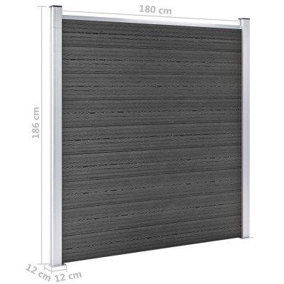 Juego de paneles de valla WPC negro 1564x186 cm Juego de paneles de valla WPC negro 1564x186 cm