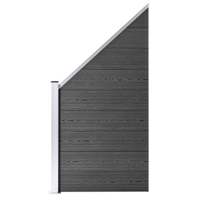 JSet de paneles de valla WPC negro 965x(105-186) cm JSet de paneles de valla WPC negro 965x(105-186) cm