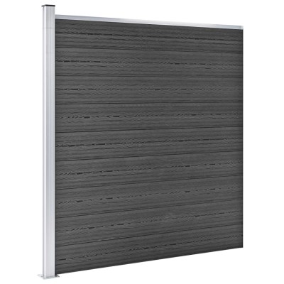 JSet de paneles de valla WPC negro 965x(105-186) cm JSet de paneles de valla WPC negro 965x(105-186) cm
