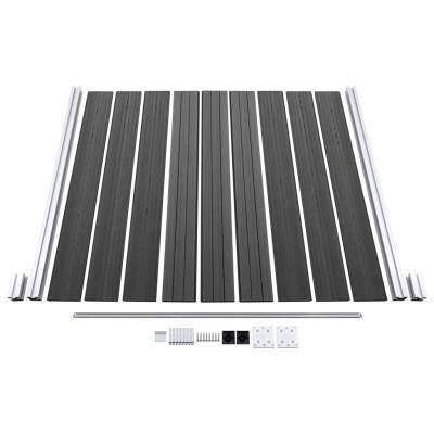 JSet de paneles de valla WPC negro 965x(105-186) cm JSet de paneles de valla WPC negro 965x(105-186) cm