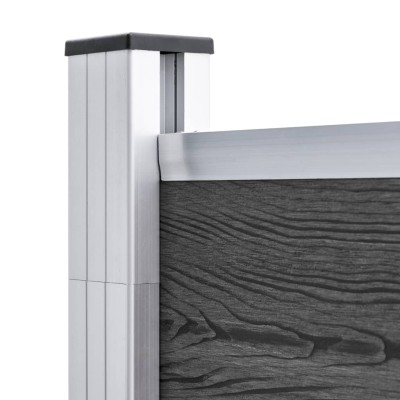 JSet de paneles de valla WPC negro 965x(105-186) cm JSet de paneles de valla WPC negro 965x(105-186) cm