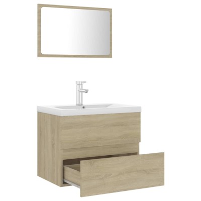 Conjunto de muebles de baño madera contrachapada roble Sonoma Conjunto de muebles de baño madera contrachapada roble Sonoma