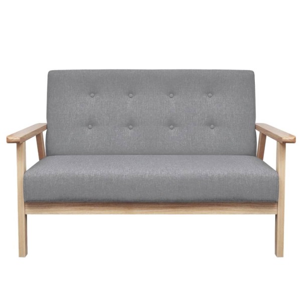 Conjunto de sofás 2 piezas tela gris claro