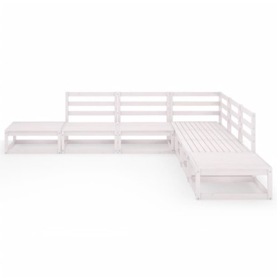 Set de salón de jardín de 7 piezas blanco madera maciza de pino Set de salón de jardín de 7 piezas blanco madera maciza de pino