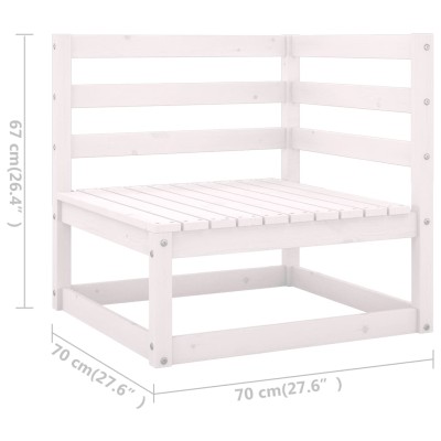 Set de salón de jardín de 7 piezas blanco madera maciza de pino Set de salón de jardín de 7 piezas blanco madera maciza de pino