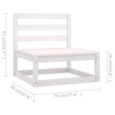 Set de salón de jardín de 4 piezas blanco madera maciza de pino Set de salón de jardín de 4 piezas blanco madera maciza de pino