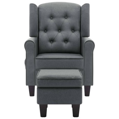 Sillón de masaje con reposapiés tela gris claro