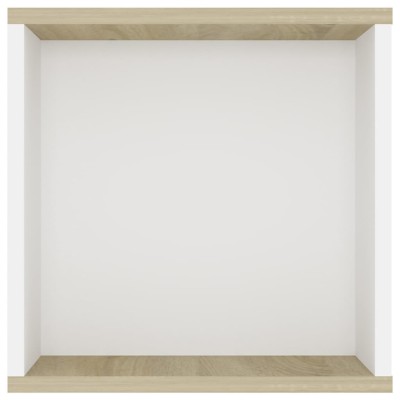 Mueble de pared de TV contrachapada blanco y roble 102x35x35 cm Mueble de pared de TV contrachapada blanco y roble 102x35x35 cm