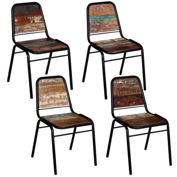 Sillas de comedor 4 unidades madera maciza reciclada Sillas de comedor 4 unidades madera maciza reciclada