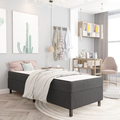 Estructura de cama Box Spring tela gris 100x200 cm Estructura de cama Box Spring tela gris 100x200 cm