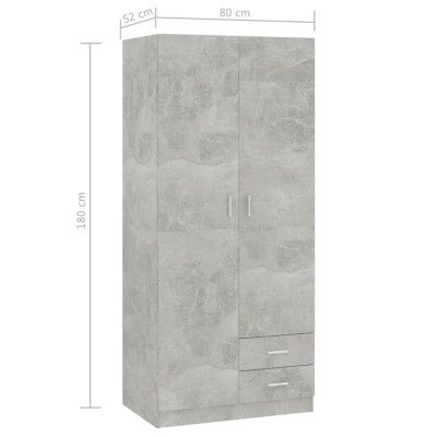 Armario de madera de ingeniería gris hormigón 80x52x180 cm Armario de madera de ingeniería gris hormigón 80x52x180 cm