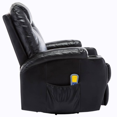 Sillón de masaje mecedora de cuero sintético negro Sillón de masaje mecedora de cuero sintético negro