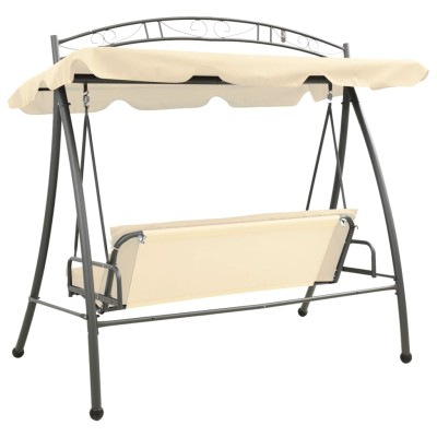 Banco columpio convertible de exterior con dosel blanco arena Banco columpio convertible de exterior con dosel blanco arena