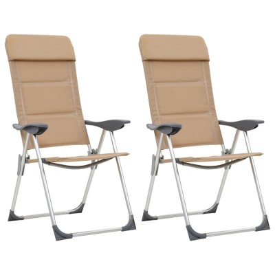 Sillas de camping de aluminio 2 unidades crema 58x69x111 cm Sillas de camping de aluminio 2 unidades crema 58x69x111 cm