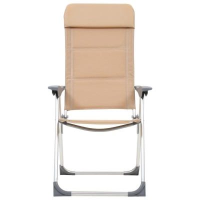 Sillas de camping de aluminio 2 unidades crema 58x69x111 cm Sillas de camping de aluminio 2 unidades crema 58x69x111 cm