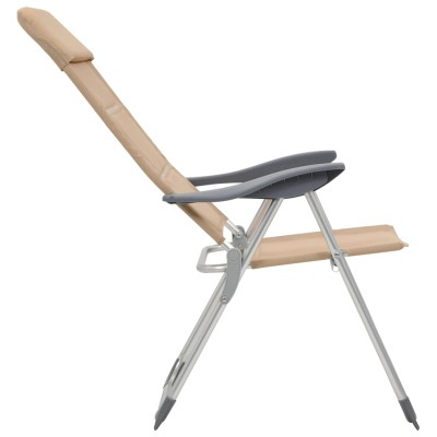 Sillas de camping de aluminio 2 unidades crema 58x69x111 cm Sillas de camping de aluminio 2 unidades crema 58x69x111 cm