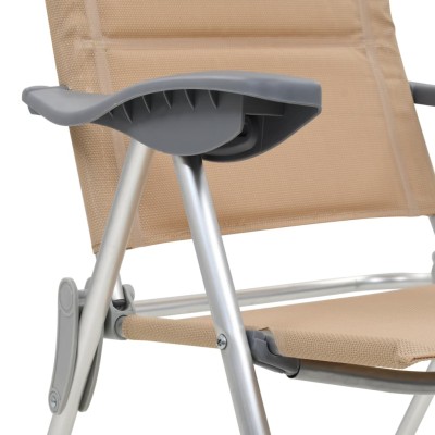 Sillas de camping de aluminio 2 unidades crema 58x69x111 cm Sillas de camping de aluminio 2 unidades crema 58x69x111 cm