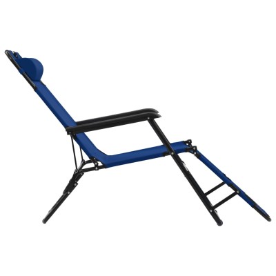 Tumbonas plegables con reposapiés 2 unidades acero azul Tumbonas plegables con reposapiés 2 unidades acero azul