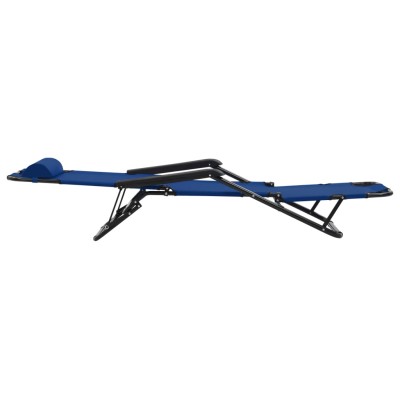 Tumbonas plegables con reposapiés 2 unidades acero azul Tumbonas plegables con reposapiés 2 unidades acero azul