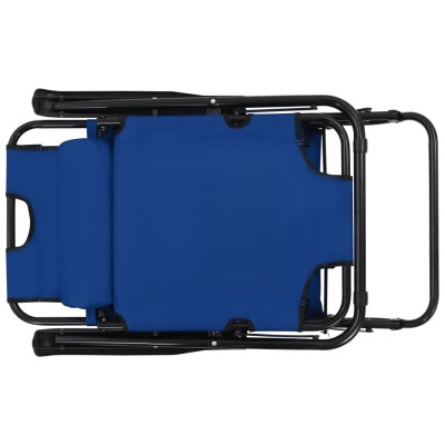 Tumbonas plegables con reposapiés 2 unidades acero azul Tumbonas plegables con reposapiés 2 unidades acero azul