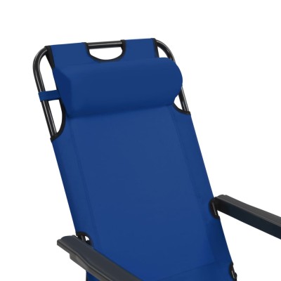 Tumbonas plegables con reposapiés 2 unidades acero azul Tumbonas plegables con reposapiés 2 unidades acero azul