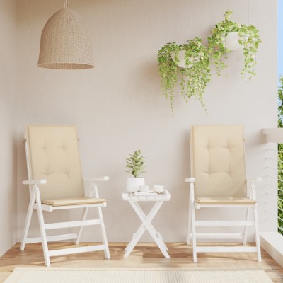 Cojín silla de jardín respaldo alto 2 uds tela beige 120x50x3cm Cojín silla de jardín respaldo alto 2 uds tela beige 120x50x3cm