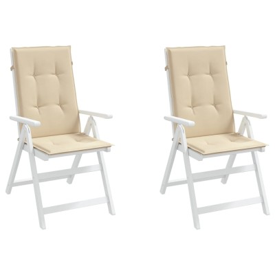 Cojín silla de jardín respaldo alto 2 uds tela beige 120x50x3cm Cojín silla de jardín respaldo alto 2 uds tela beige 120x50x3cm