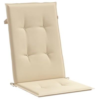 Cojín silla de jardín respaldo alto 2 uds tela beige 120x50x3cm Cojín silla de jardín respaldo alto 2 uds tela beige 120x50x3cm
