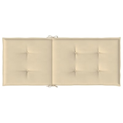 Cojín silla de jardín respaldo alto 2 uds tela beige 120x50x3cm Cojín silla de jardín respaldo alto 2 uds tela beige 120x50x3cm