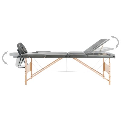 Camilla de masaje 3 zonas estructura madera antracita 186x68 cm Camilla de masaje 3 zonas estructura madera antracita 186x68 cm