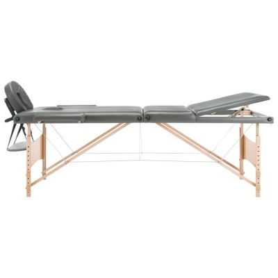 Camilla de masaje 3 zonas estructura madera antracita 186x68 cm Camilla de masaje 3 zonas estructura madera antracita 186x68 cm