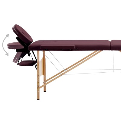Camilla de masaje plegable 2 zonas madera morado vino Camilla de masaje plegable 2 zonas madera morado vino