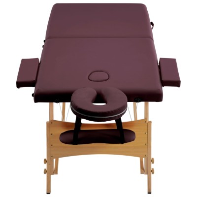 Camilla de masaje plegable 2 zonas madera morado vino Camilla de masaje plegable 2 zonas madera morado vino