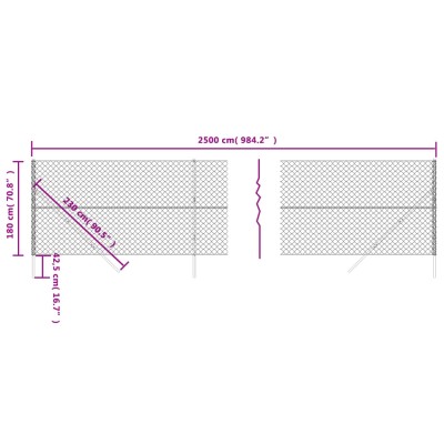 Cerca de alambre gris antracita 1,8x25 m Cerca de alambre gris antracita 1,8x25 m