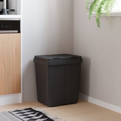 Cubo de basura doble gris antracita 2x25 L Cubo de basura doble gris antracita 2x25 L