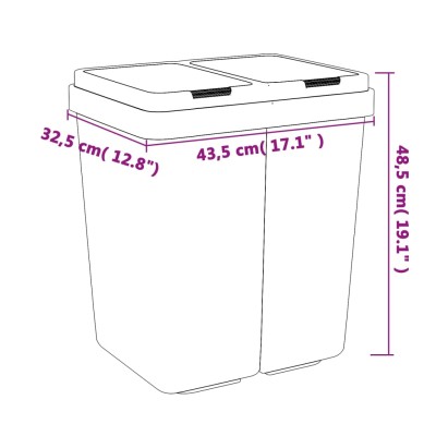 Cubo de basura doble gris antracita 2x25 L Cubo de basura doble gris antracita 2x25 L
