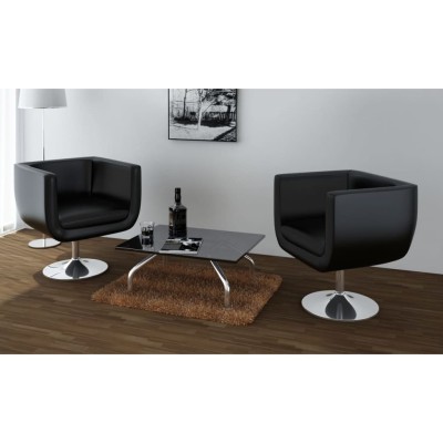 Taburete de bar 2 unidades cuero artificial negro Taburete de bar 2 unidades cuero artificial negro