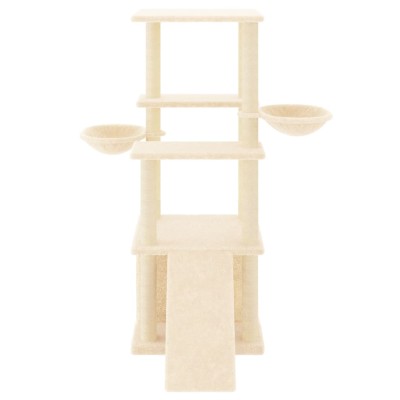 Rascador para gatos con postes de sisal color crema 133 cm Rascador para gatos con postes de sisal color crema 133 cm