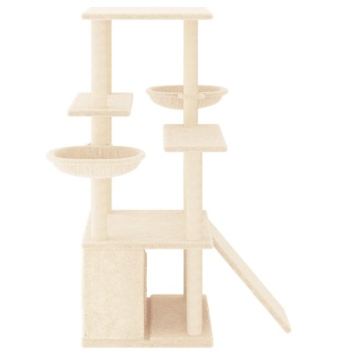 Rascador para gatos con postes de sisal color crema 133 cm Rascador para gatos con postes de sisal color crema 133 cm