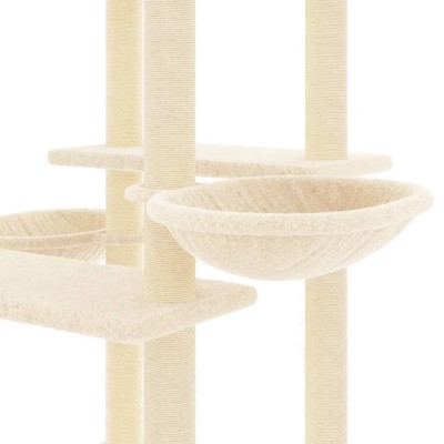 Rascador para gatos con postes de sisal color crema 133 cm Rascador para gatos con postes de sisal color crema 133 cm