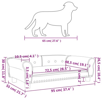 Cama para perros de terciopelo gris oscuro 95x55x30 cm Cama para perros de terciopelo gris oscuro 95x55x30 cm