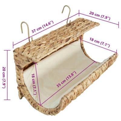 Cama para gato con cojín de jacinto de agua 37x20x20 cm Cama para gato con cojín de jacinto de agua 37x20x20 cm