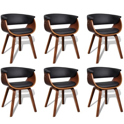 Sillas de comedor 6 unidades madera curvada y cuero artificial Sillas de comedor 6 unidades madera curvada y cuero artificial