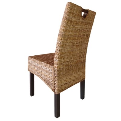 Sillas de comedor 6 unidades ratán kubu madera de mango Sillas de comedor 6 unidades ratán kubu madera de mango