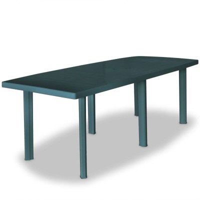 Juego de comedor de jardín 11 piezas plástico verde Juego de comedor de jardín 11 piezas plástico verde