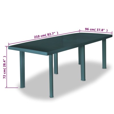 Juego de comedor de jardín 11 piezas plástico verde Juego de comedor de jardín 11 piezas plástico verde