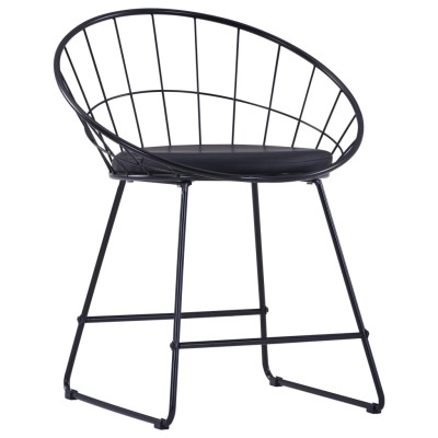 Sillas de comedor asientos de cuero sintético 4 uds acero negro Sillas de comedor asientos de cuero sintético 4 uds acero negro