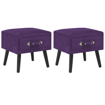 Mesitas de noche 2 unidades 40x35x40cm terciopelo morado oscuro Mesitas de noche 2 unidades 40x35x40cm terciopelo morado oscuro
