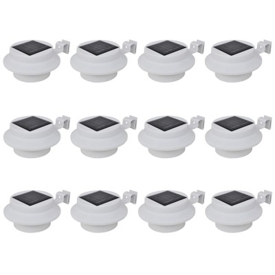 Lámparas solares para valla exterior 12 uds LED negro Lámparas solares para valla exterior 12 uds LED negro