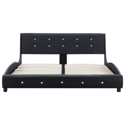 Cama con colchón viscoelástico cuero sintético negro 140x200 cm Cama con colchón viscoelástico cuero sintético negro 140x200 cm